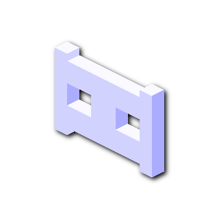 a solid white isometric minecraft fence with slight blue lighting and a black drop shadow